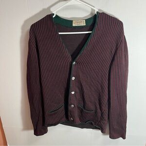Vintage Wool Cardigan Sweater Men’s Medium Grandpa 80s 90s Preppy Business